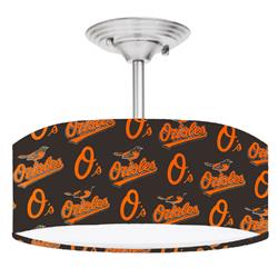 Picture of 888 Cool Fans DR-0001371 Orioles MLB Baseball 2-Light Brushed Nickel Drum Style Lamp Fixture