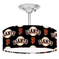 Picture of 888 Cool Fans DR-0001375 Giants MLB Baseball 2-Light Brushed Nickel Drum LED Lamp Fixture
