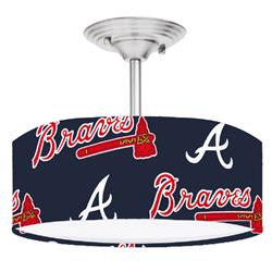 Picture of 888 Cool Fans DR-0001376 Braves MLB Baseball 2-Light Brushed Nickel Drum Style Lamp Fixture