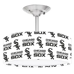 Picture of 888 Cool Fans DR-0001377 White Sox MLB Baseball 2-Light Brushed Nickel Drum Style Lamp Fixture