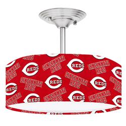 Picture of 888 Cool Fans DR-0001378 Reds MLB Baseball 2-Light Brushed Nickel Drum LED Lamp Fixture