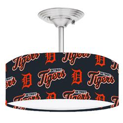 Picture of 888 Cool Fans DR-0001379 Tigers MLB Baseball 2-Light Brushed Nickel Drum LED Lamp Fixture