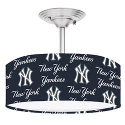Picture of 888 Cool Fans DR-0001381 Yankees MLB Baseball 2-Light Brushed Nickel Drum Style Lamp Fixture
