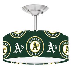 Picture of 888 Cool Fans DR-0001382 As Athletics MLB Baseball Brushed Nickel Drum Style Lamp Fixture