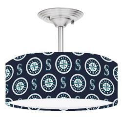 Picture of 888 Cool Fans DR-0001383 Mariners MLB Baseball 2-Light Brushed Nickel Drum LED Lamp Fixture