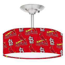 Picture of 888 Cool Fans DR-0001384 Cardinals MLB Baseball 2-Light Brushed Nickel Drum LED Lamp Fixture