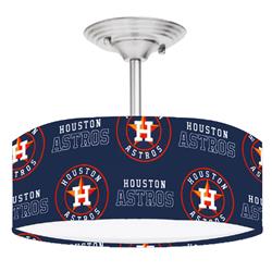 Picture of 888 Cool Fans DR-0001387 Astros MLB Baseball 2-Light Brushed Nickel Drum LED Lamp Fixture