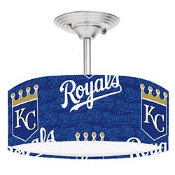 Picture of 888 Cool Fans DR-0001390 Royals MLB Baseball 2-Light Brushed Nickel Drum LED Lamp Fixture