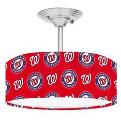 Picture of 888 Cool Fans DR-0001392 Nationals MLB Baseball 2-Light Brushed Nickel Drum LED Lamp Fixture