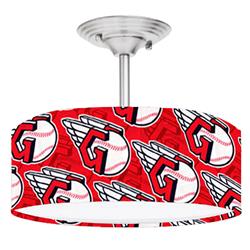 Picture of 888 Cool Fans DR-0001393 Guardians MLB Baseball 2-Light Brushed Nickel Drum LED Lamp Fixture