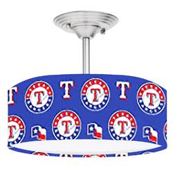 Picture of 888 Cool Fans DR-0001394 Rangers MLB Baseball 2-Light Brushed Nickel Drum LED Lamp Fixture