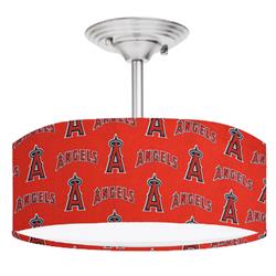 Picture of 888 Cool Fans DR-0001395 Angels MLB Baseball 2-Light Brushed Nickel Drum Style Lamp Fixture