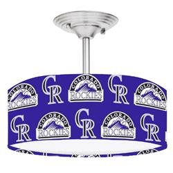 Picture of 888 Cool Fans DR-0001396 Rockies MLB Baseball 2-Light Brushed Nickel Drum LED Lamp Fixture