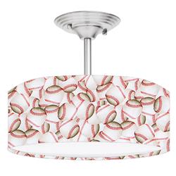 Picture of 888 Cool Fans DR-0001045 Baseball 2-Light Brushed Nickel Drum Style LED Lamp Fixture