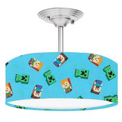 Picture of 888 Cool Fans DR-0001047 Minecraft 2-Light Brushed Nickel Drum Style LED Lamp Fixture