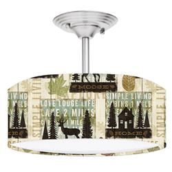 Picture of 888 Cool Fans DR-0001051 Moose Lodge Cabin Lake Living 2-Light Brushed Nickel Drum Style LED Lamp Fixture