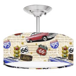 Picture of 888 Cool Fans DR-0001052 Route 66 Hot Rod 2-Light Brushed Nickel Drum Style LED Lamp Fixture