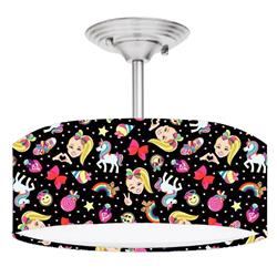 Picture of 888 Cool Fans DR-0001056 Jojo Siwa 2-Light Brushed Nickel Drum Style LED Lamp Fixture