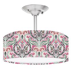 Picture of 888 Cool Fans DR-0001060 Boho Bohemian Damask Paisley 2-Light Brushed Nickel Drum Style LED Lamp Fixture