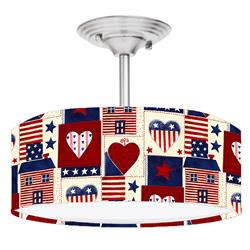 Picture of 888 Cool Fans DR-0001061 Americana 2-Light Brushed Nickel Drum Style LED Lamp Fixture