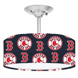 Picture of 888 Cool Fans DR-0001066 Boston Red Sox MLB Baseball 2-Light Brushed Nickel Drum Style LED Lamp Fixture