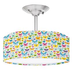 Picture of 888 Cool Fans DR-0001068 Butterfly 2-Light Brushed Nickel Drum Style LED Lamp Fixture