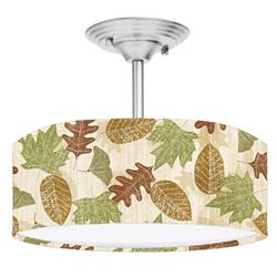 Picture of 888 Cool Fans DR-0001069 Fall Leaves 2-Light Brushed Nickel Drum Style LED Lamp Fixture