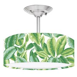 Picture of 888 Cool Fans DR-0001070 Tropical Leaves 2-Light Brushed Nickel Drum Style LED Lamp Fixture