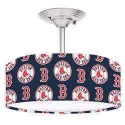 Picture of 888 Cool Fans DR-0001398 Red Sox MLB Baseball 2-Light Brushed Nickel Drum Style LED Lamp Fixture