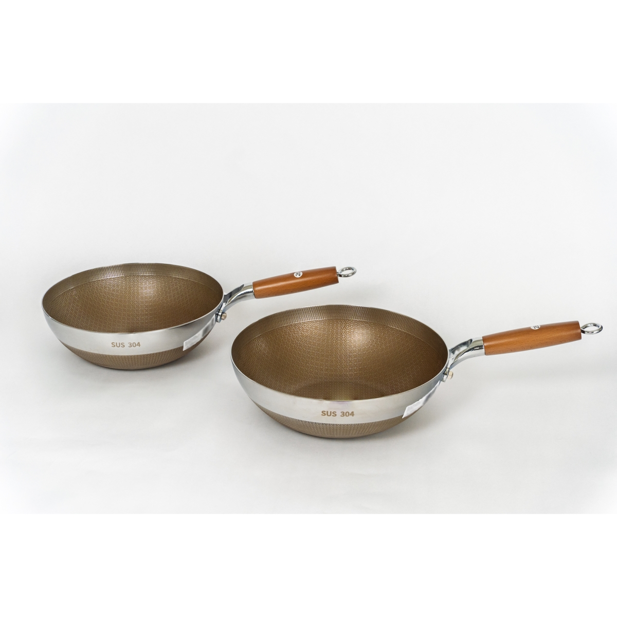 Picture of Cal Kitchen BZ0028 11-Inch Stainless Steel Non-Stick Wok (28cm)  Family Size Stir Fry Pan  Durable & Easy Clean