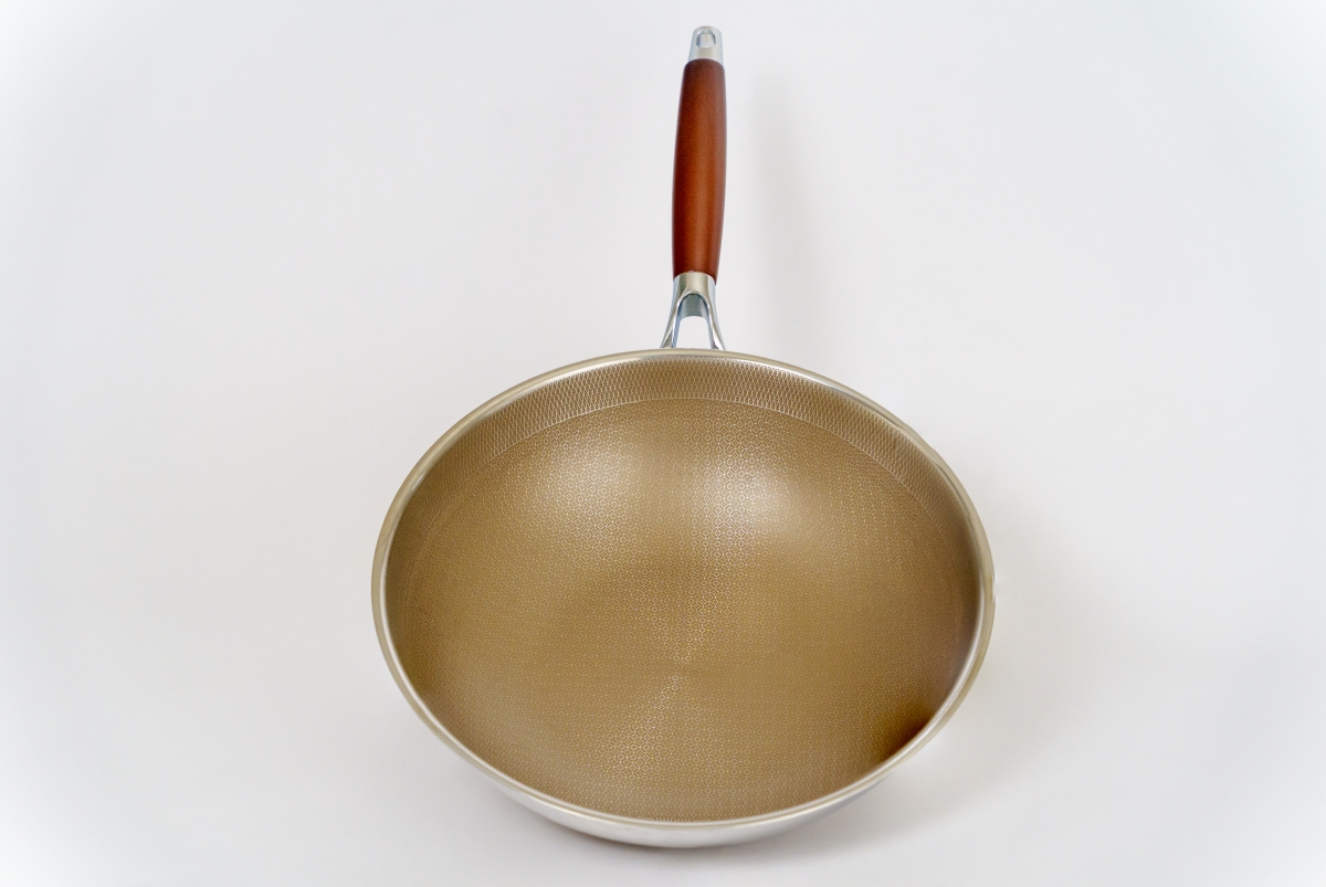 Picture of Cal Kitchen BZ0032 13-Inch Stainless Steel Non-Stick Wok (32cm)  Compact Stir Fry Pan for 1-2 People  Even Heat & Easy Cleanup