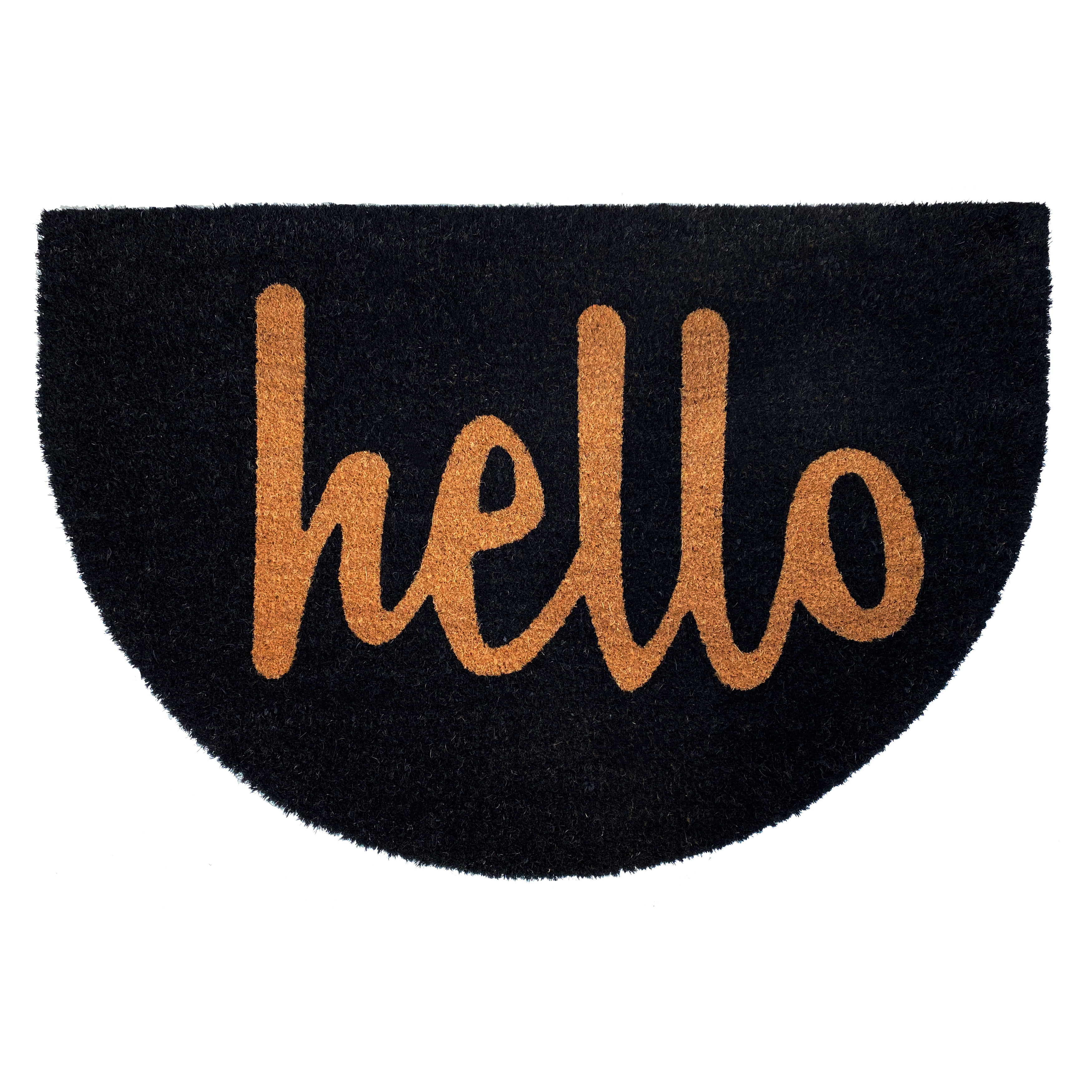 106112436 24 x 36 in. Arch Hello Semicircle Doormat, Black & Natural -  Calloway Mills