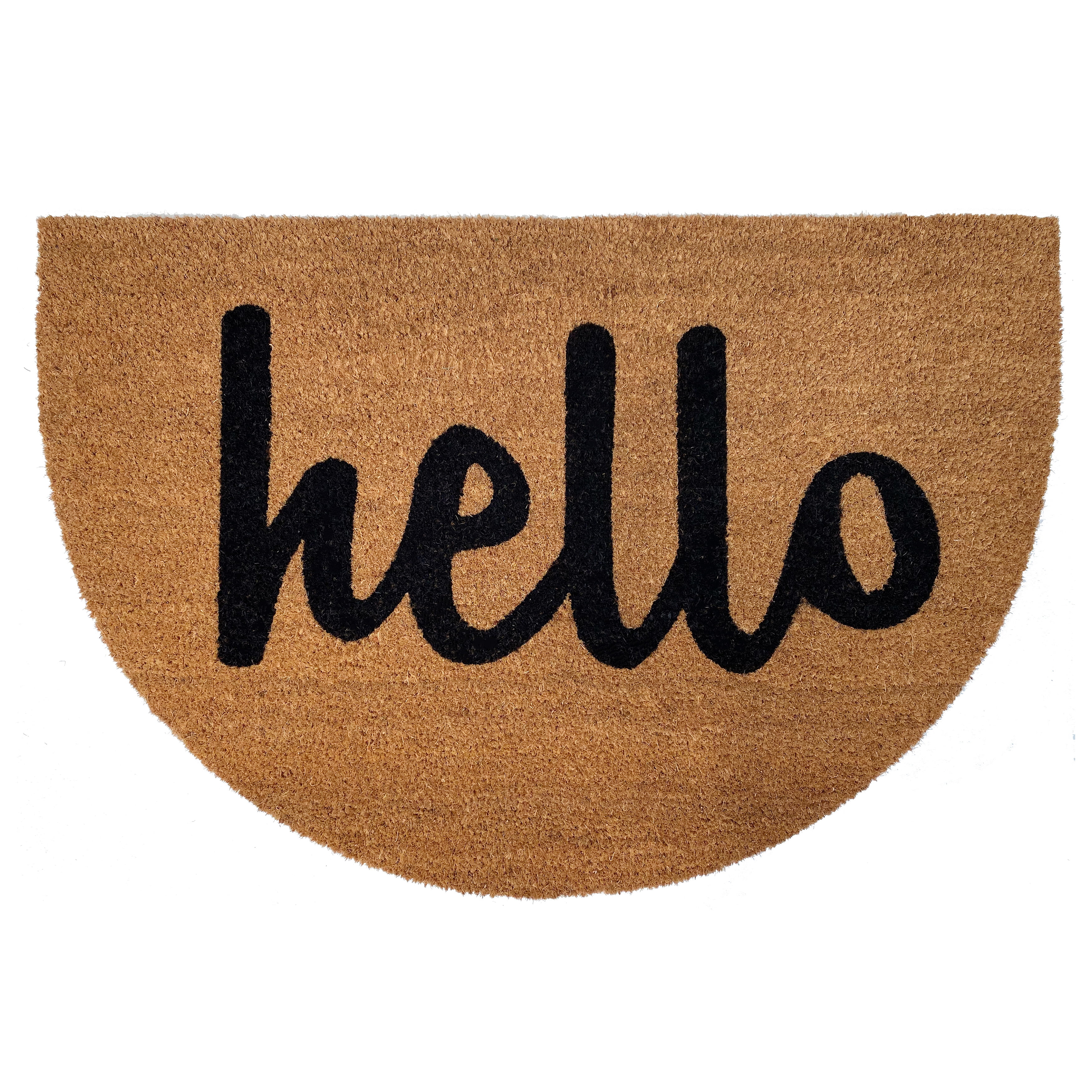 106122436 24 x 36 in. Arch Hello Semicircle Doormat, Natural & Black -  Calloway Mills