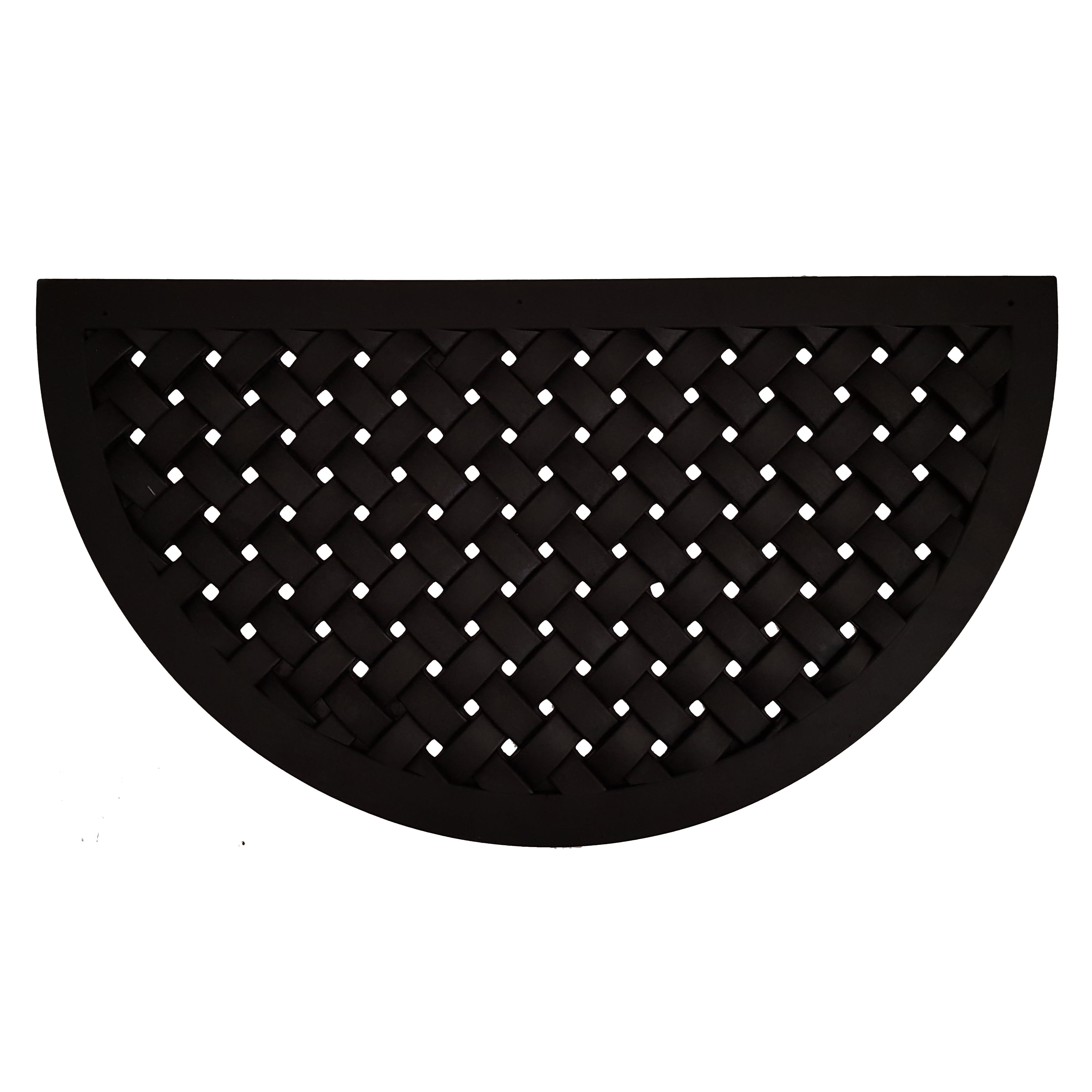 900072036HC 20 x 36 in. Hampton Weave Rubber Semicircle Doormat, Black -  Calloway Mills