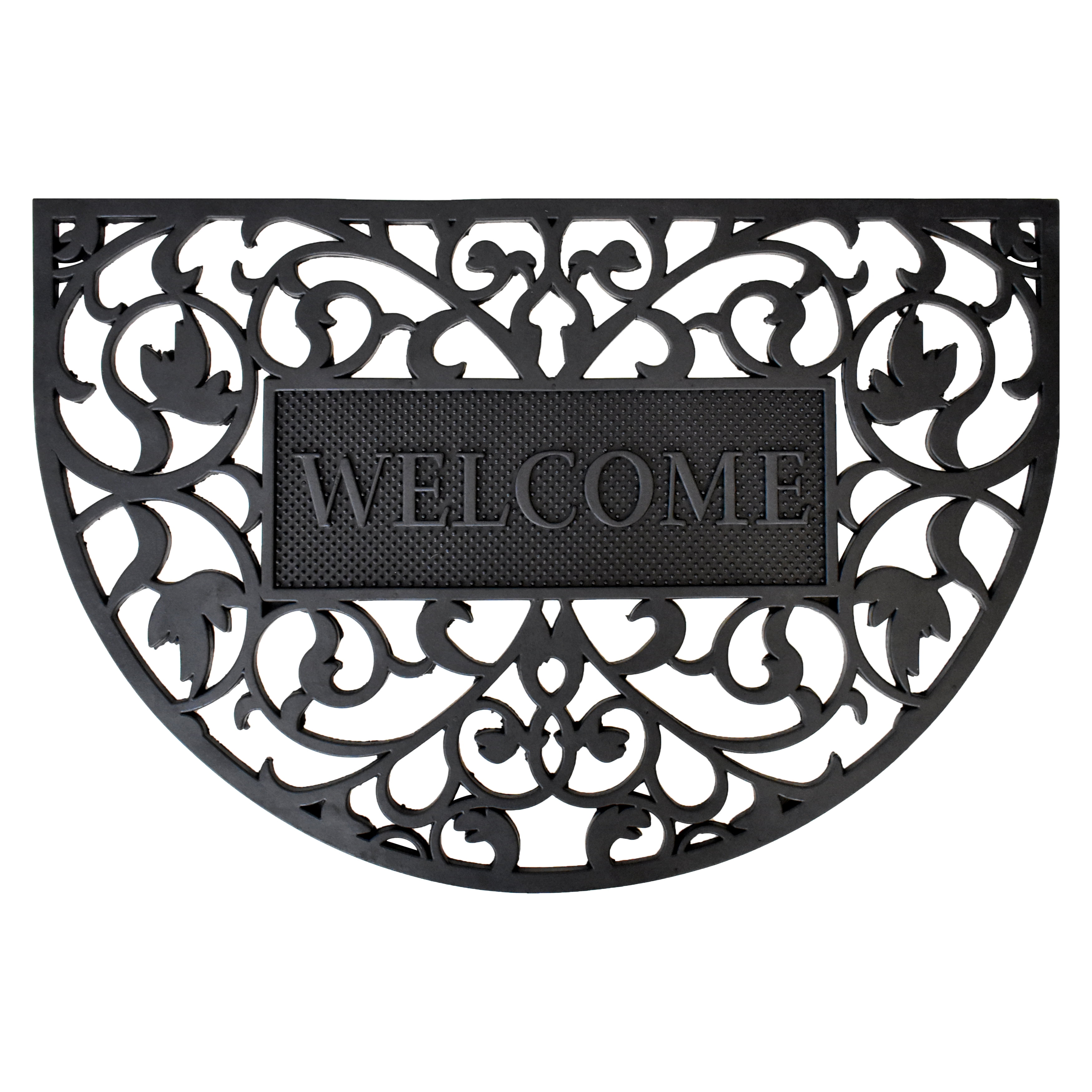 104832436 24 x 36 in. Welcome Arch Rubber Rectangular Doormat, Black -  Calloway Mills