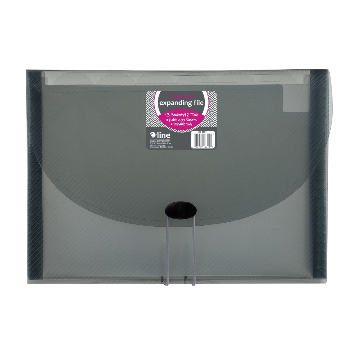 C-Line Products 48311-DS 8.5 x 11 in. 13-Pocket Letter Size Expanding File, Smoke - Set of 12