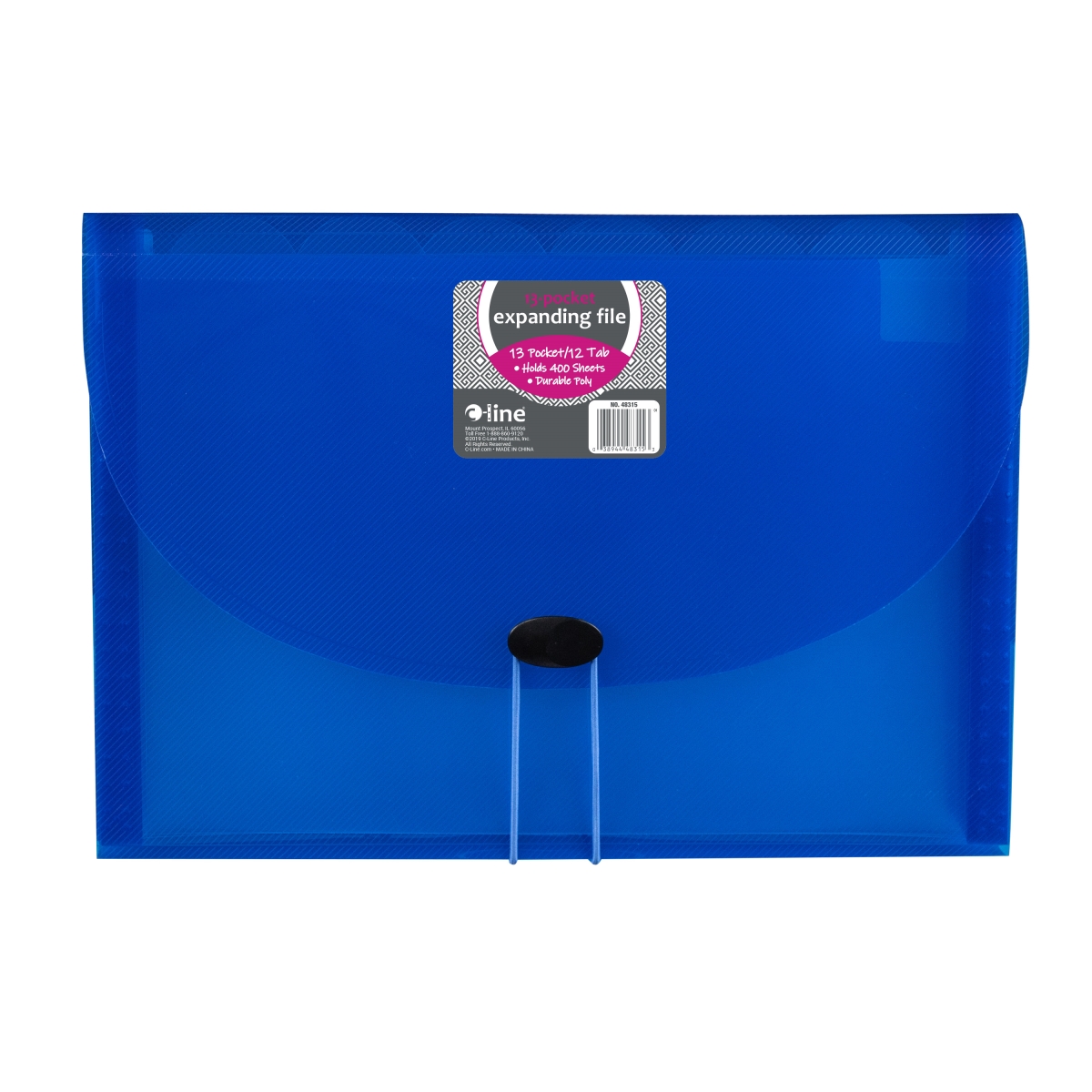 C-Line Products 48315-DS 8.5 x 11 in. 13-Pocket Letter Size Expanding File, Blue - Set of 12