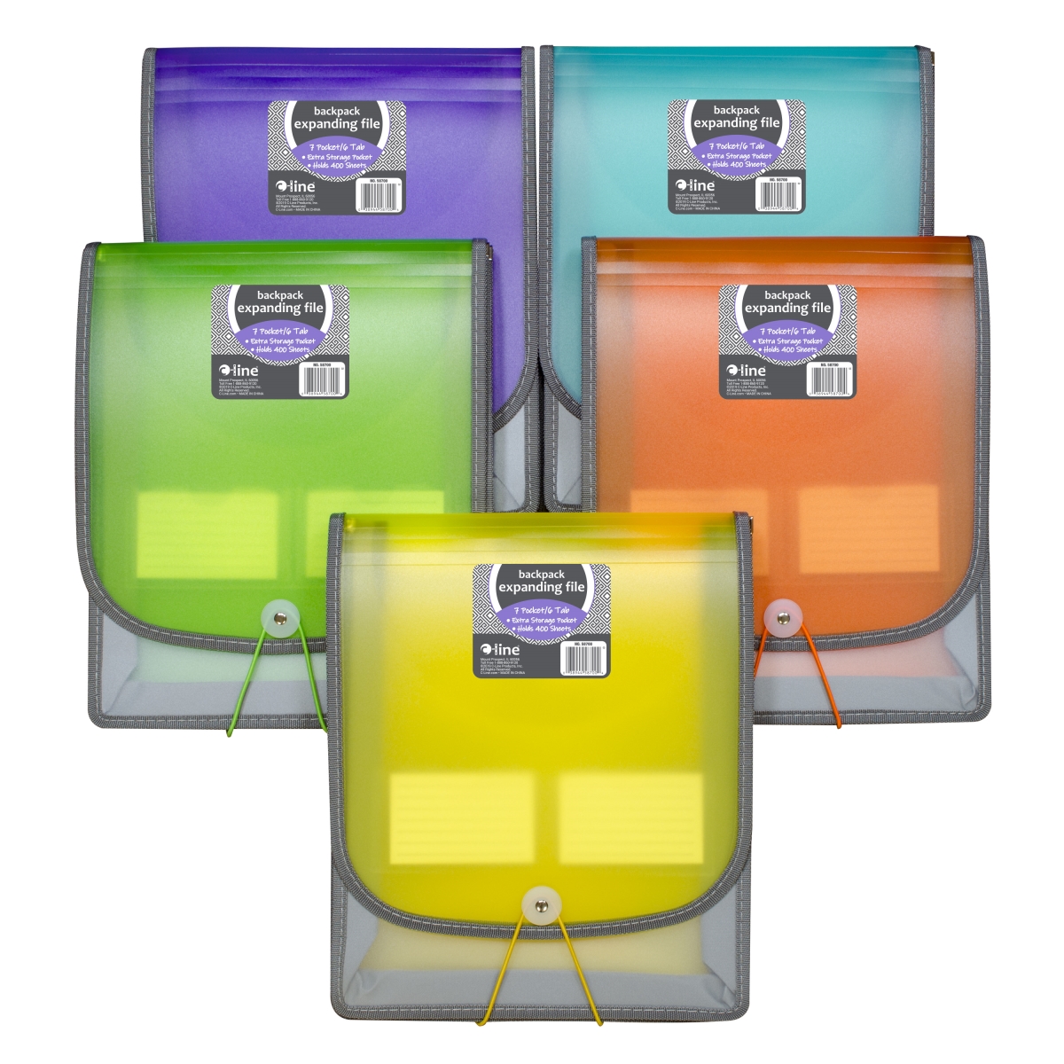 C-Line Products 58700-DS 8.5 x 11 in. 7-Pocket Vertical Backpack File - Letter Size, Assorted Color - Set of 12