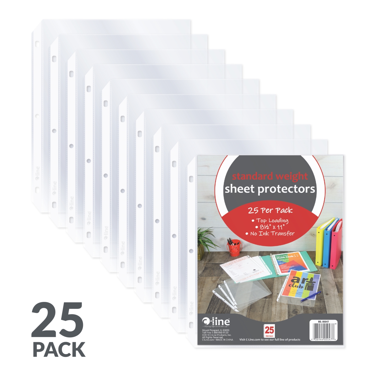C-Line Products 05047-BX 8.5 x 11 in. Top Loading Sheet Protectors - Standard Weight Polypropylene, Clear - 25 per Pack - Set of 12