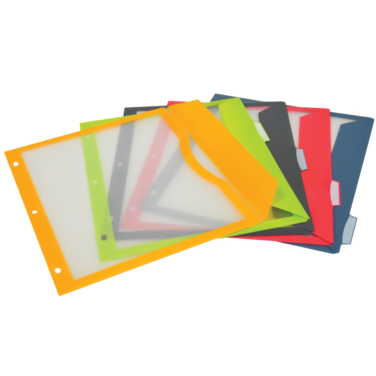 C-Line Products 06650-BX 8.5 x 11 in. Binder Pocket with Write-on Index Tabs, Assorted Color - 5 per Set - Set of 12