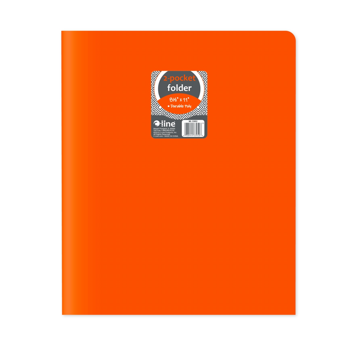 C-Line Products 33952-BX 8.5 x 11 in. Two-Pocket Heavyweight Poly Portfolio Folder, Orange - Set of 25