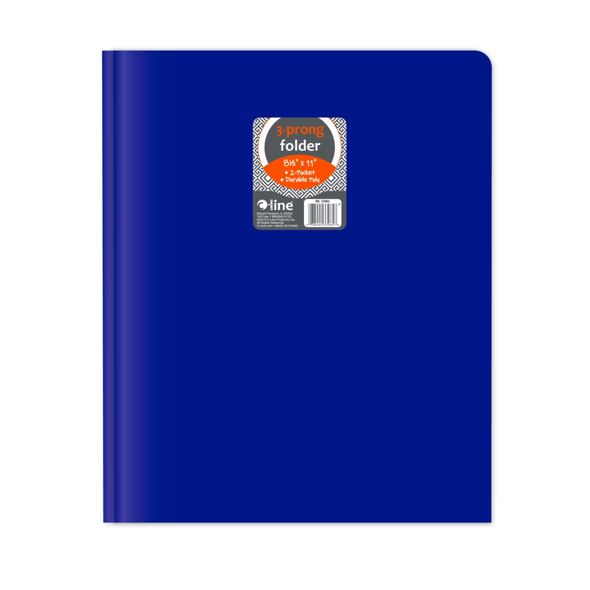 C-Line Products 33965-BX 8.5 x 11 in. Two-Pocket Heavyweight Poly Portfolio Folder with Prongs, Blue - Set of 25