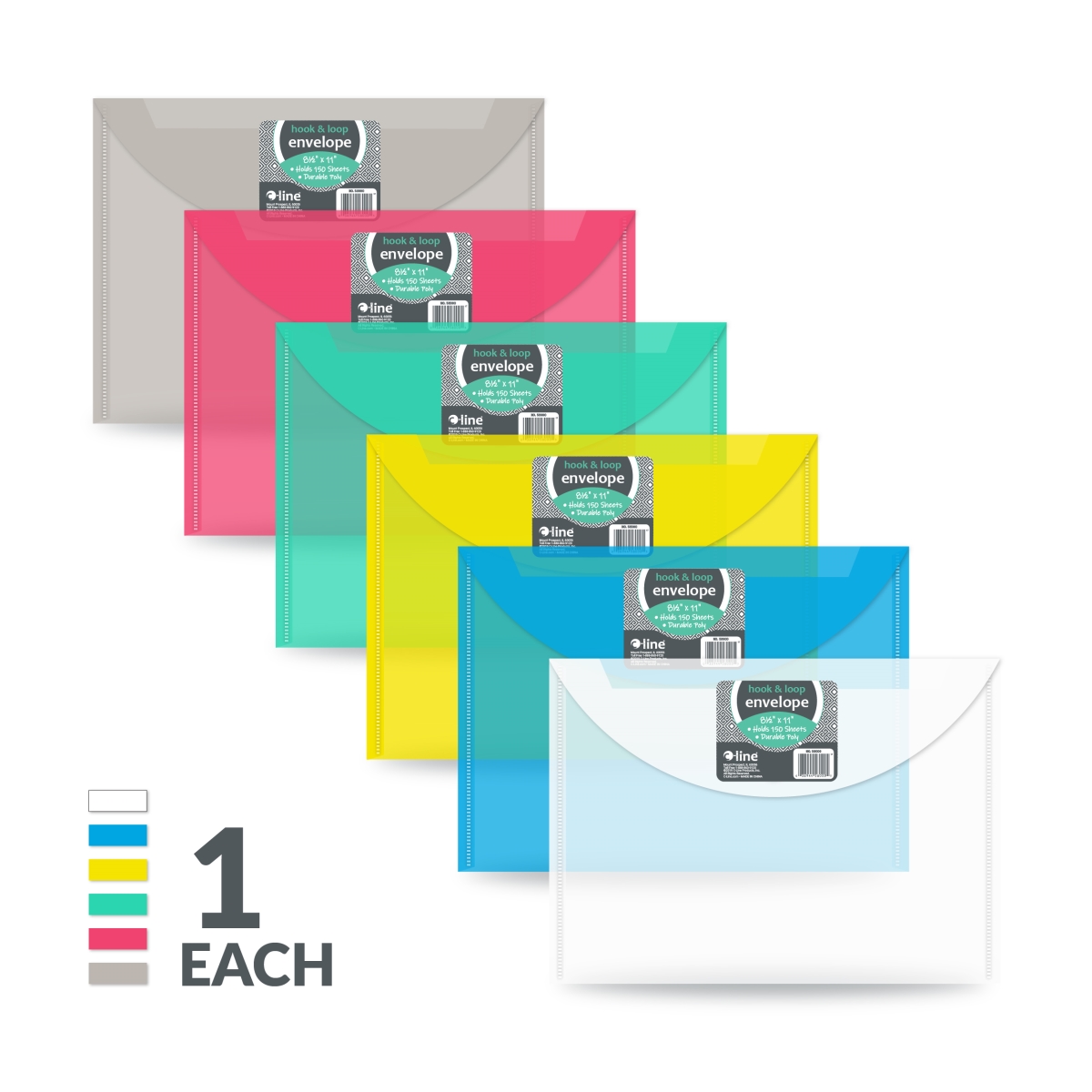 C-Line Products 58000-DS 8.5 x 11 in. Poly Extra Large Reusable Envelope - Letter Size - Side-Load Design - Set of 36
