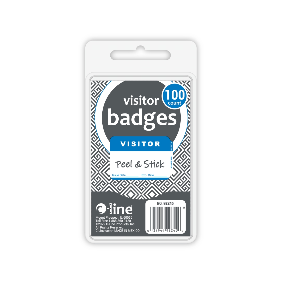 C-Line 92245-CT 3.5 x 2.25 in. Visitor Pressure Sensitive Decal Name Tags, Blue - Pack of 100 - Set of 10