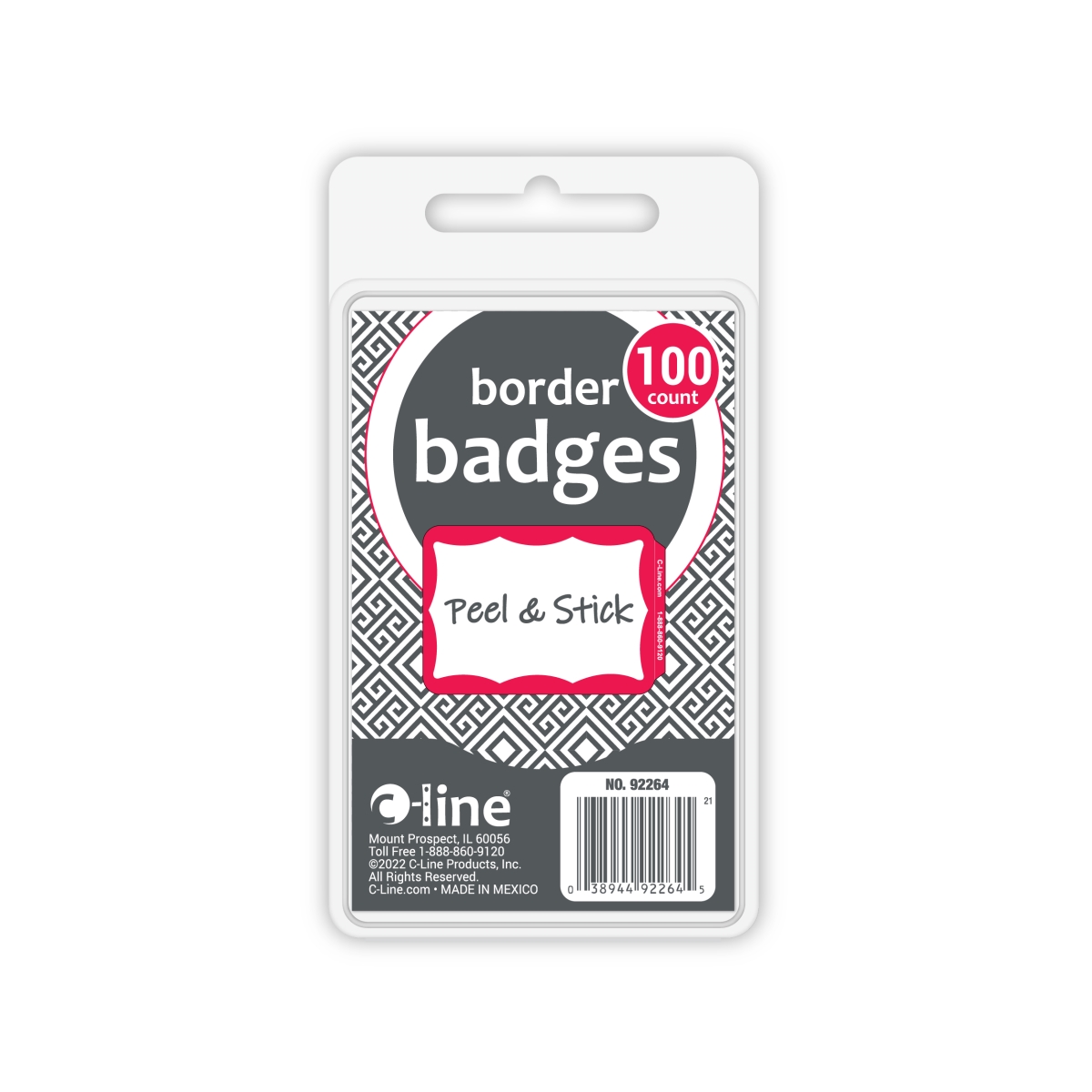 C-Line Products 92264-CT 3.5 x 2.25 in. Pressure Sensitive Decals - Border, Red - 100 per Box - Set of 10