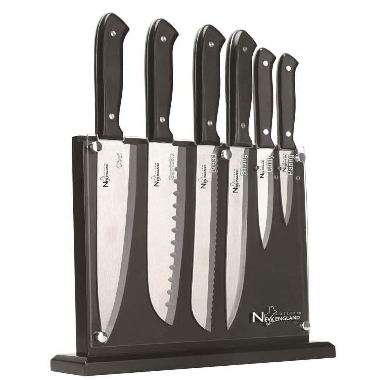 Picture of Culinary Edge NE8827 7 PC KNIFE SET - Black HANDLE HIGH QUALITY STAINLESS STEEL&#44; WOOD BLOCK