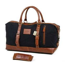 394CC Colorado Leather Duffel Bag - Black & Saddle - Small - Durable Cowhide