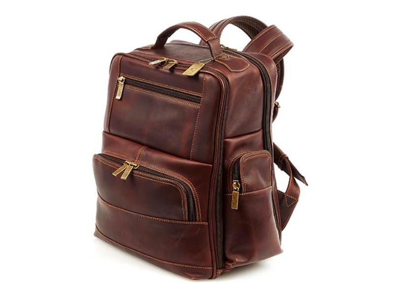 352-Distressed Executive Oxford Backpack, Distressed Dark Brown