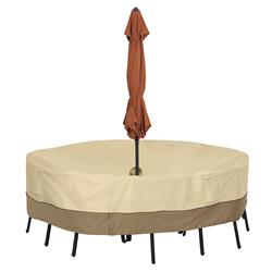 Picture of Classic Accessories 55-461-031501-00 Round Table & Chair Set Cover With Umbrella Hole - Medium&#44; Brown