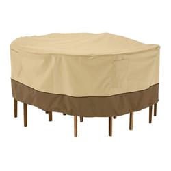 Picture of Classic Accessories 55-700-031501-00 Veranda Medium And Large Round Patio Table And Chair Set Cover Pebble - Beige